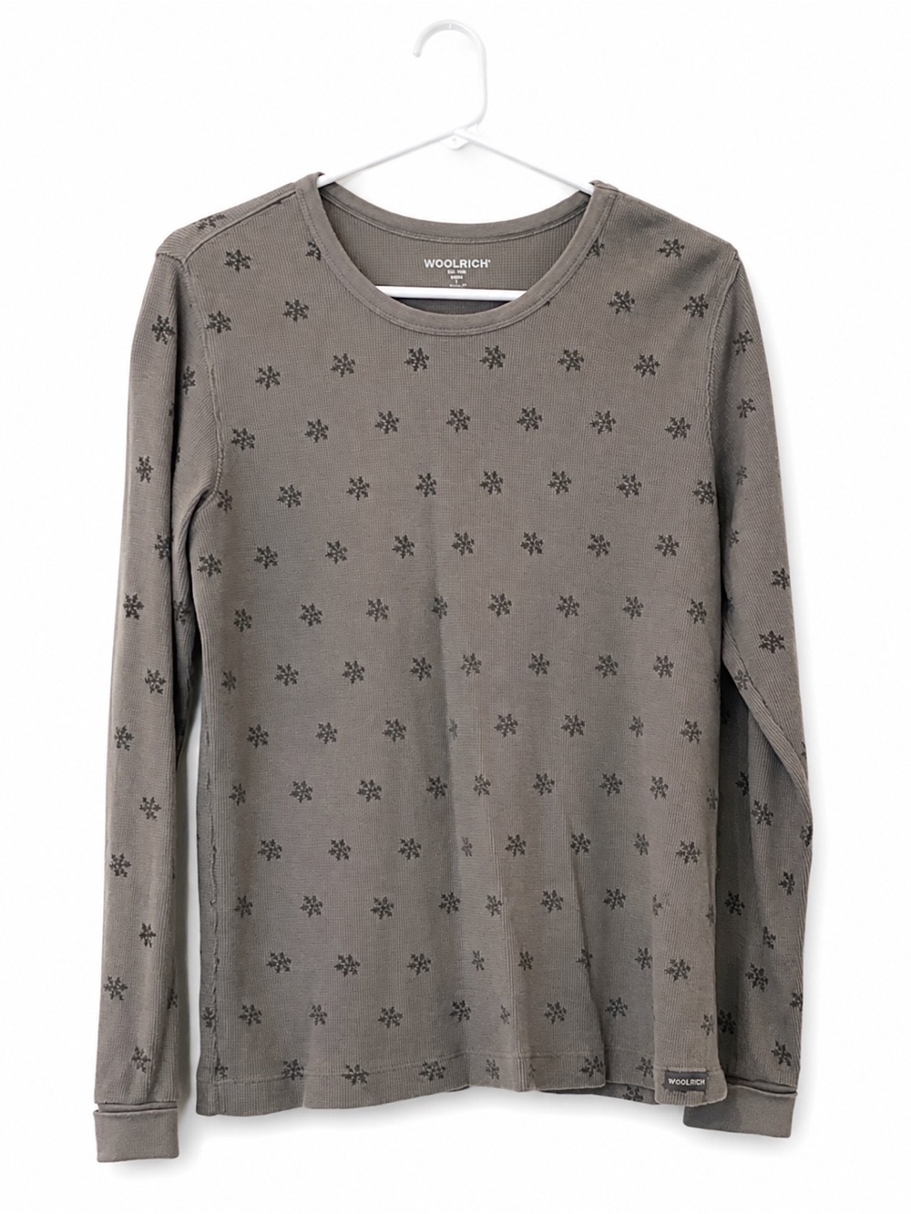 Woolrich Snowflake Thermal Long Sleeve Shirt Gray Large